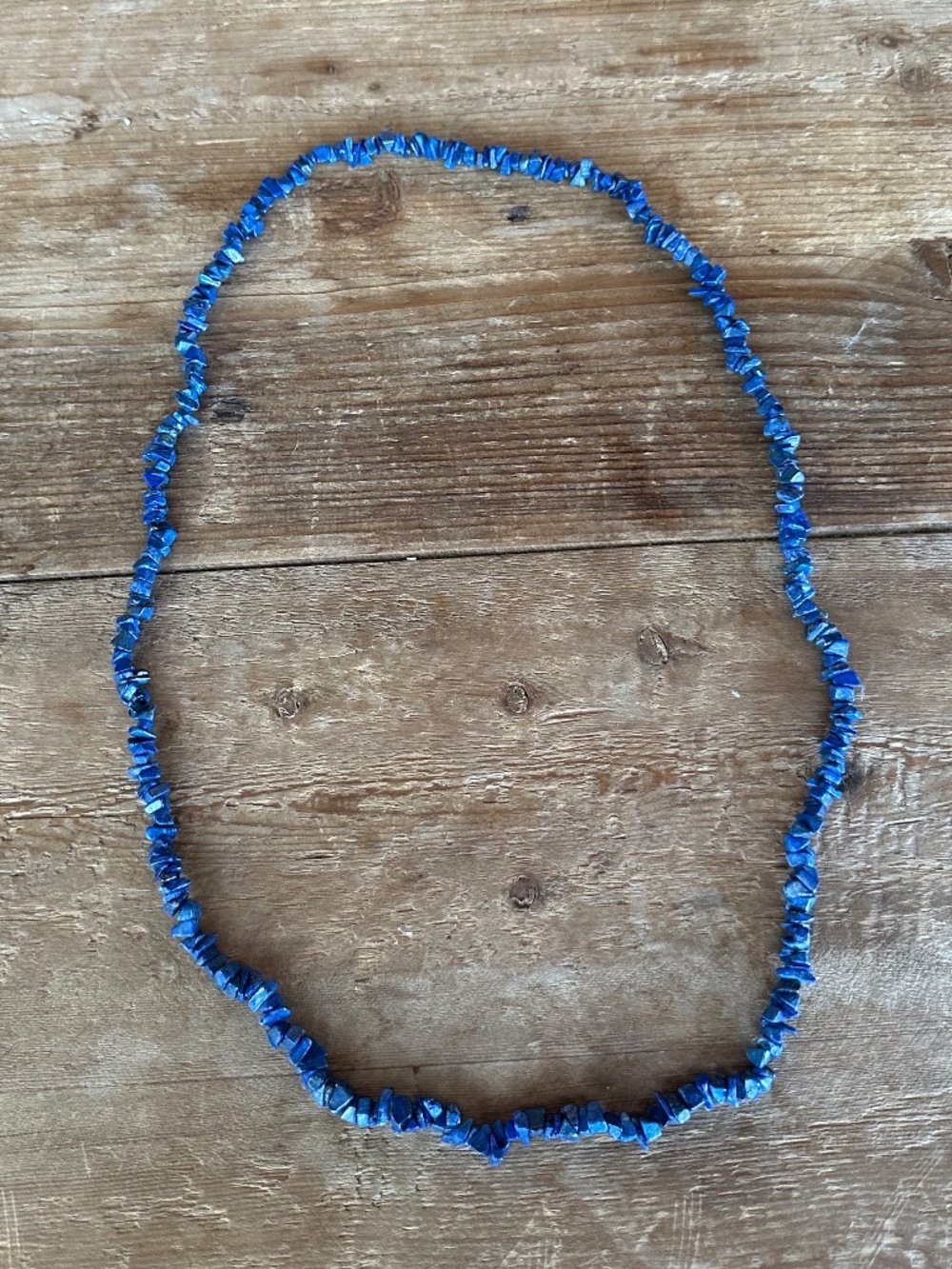 Vintage Lapis Lazuli Natural Gemstone Chip Strand Necklace - 34" Long - Picture 8 of 13